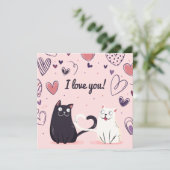 Cute Love Cats Feestdagenkaart (Staand voorkant)