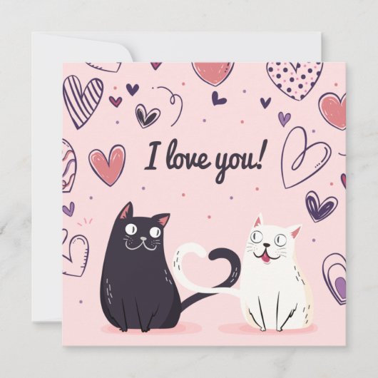 Cute Love Cats Feestdagenkaart (Voorkant)