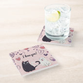 Cute Love Cats Glazen Onderzetter (Schuin)