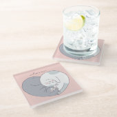 Cute Love Cats Glazen Onderzetter (Schuin)