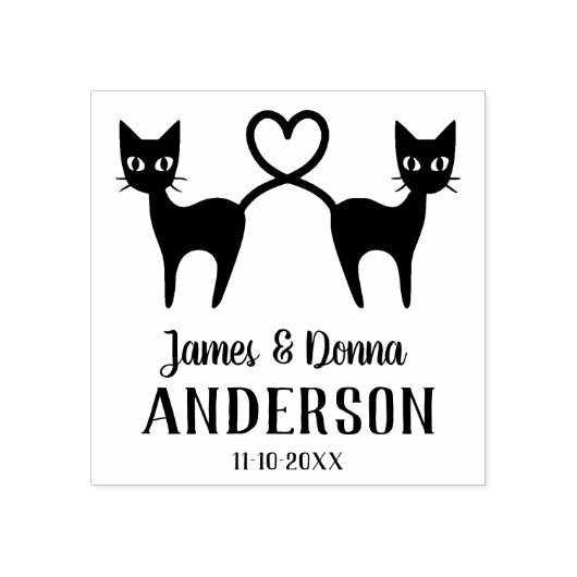 Cute Love Cats with Heart Personalized Weddenschap Rubberstempel (Afrduk)