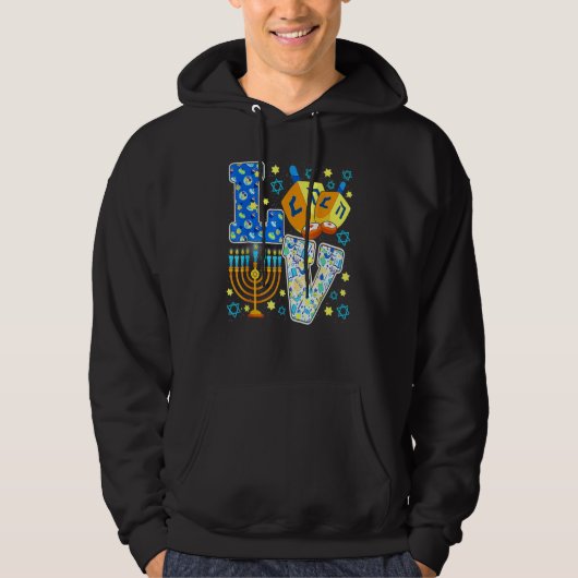 Cute LOVE Chanukah Hanukkah Decorations Dreidel Me Hoodie (Voorkant)