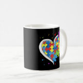Cute Love Colorful Puzzle Piece Heart Autism Aware Koffiemok (Voorkant rechts)