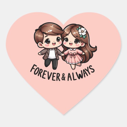 Cute Love Couple Hart Sticker (Voorkant)