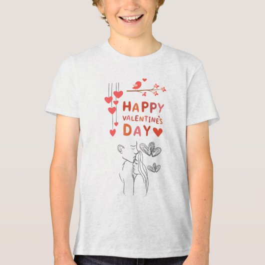 Cute Love Couple  Tri-Blend Shirt (Voorkant)