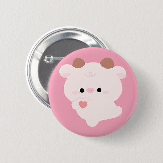 Cute Love Cow Ronde Button 5,7 Cm (Voorkant /achterkant)