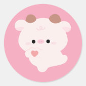 Cute Love Cow Ronde Sticker (Voorkant)