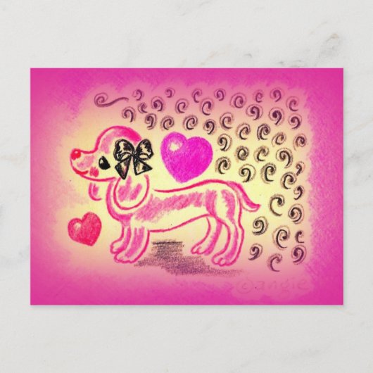 Cute Love Dachshund Briefkaart (Voorkant)