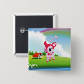Cute Love Deer Fawn with Rainbow Country Scene Vierkante Button 5,1 Cm (Voorkant /achterkant)