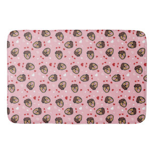 Cute Love Dog Pink Red Badmat
