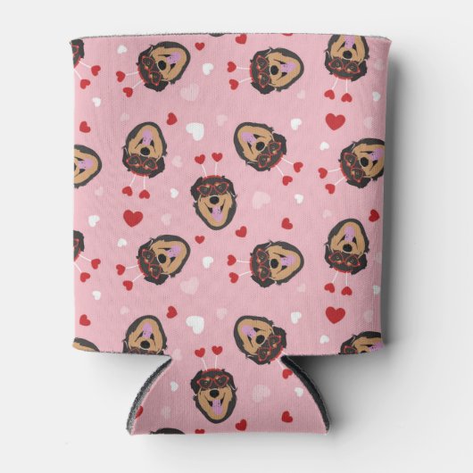 Cute Love Dog Pink Red Blikjeskoeler (Voorkant)