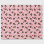 Cute Love Dog Pink Red Cadeaupapier (Vlak)