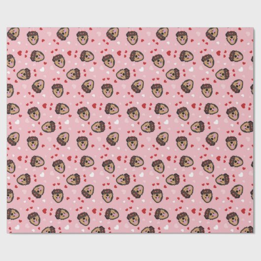 Cute Love Dog Pink Red Cadeaupapier (Vlak)