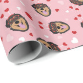 Cute Love Dog Pink Red Cadeaupapier (Rol Hoek)