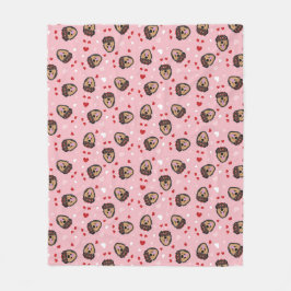 Cute Love Dog Pink Red Fleece Deken