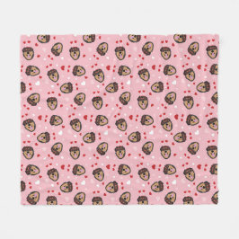 Cute Love Dog Pink Red Fleece Deken