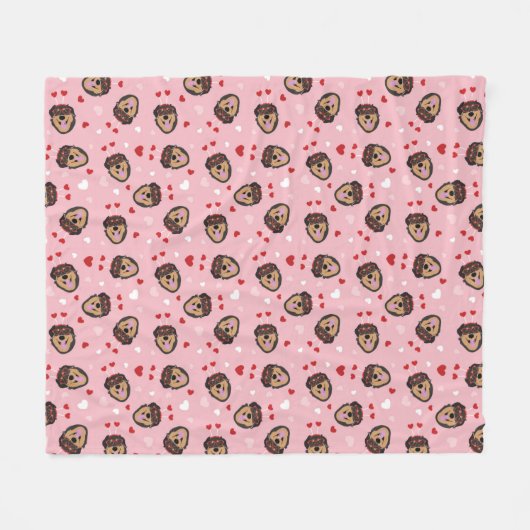 Cute Love Dog Pink Red Fleece Deken (Voorkant (Horizontaal))