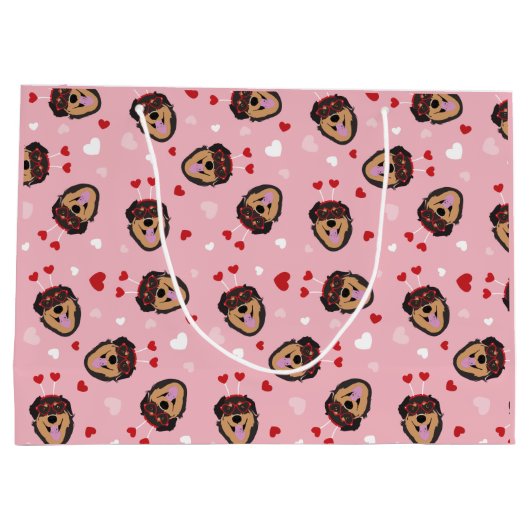 Cute Love Dog Pink Red Groot Cadeauzakje (Achterkant)