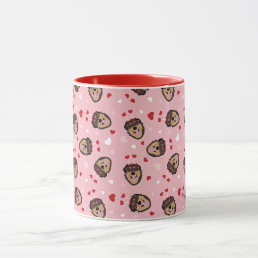 Cute Love Dog Pink Red Mok (Midden)