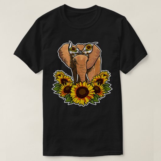 Cute Love Elephant Gift Sunflower Decor Elephant T-shirt (Design voorkant)