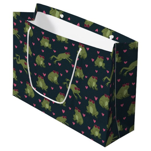 Cute Love Frogs Large Gift Bag Groot Cadeauzakje (Voorkant Gekanteld)