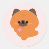Cute Love German Shepherd Puppy Ronde Sticker (Voorkant)