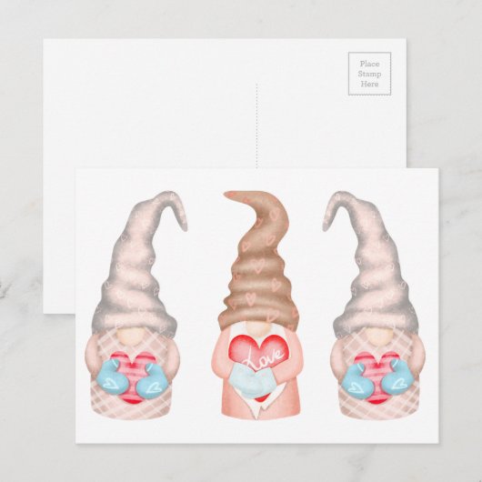 Cute Love Gnomes Valentijns  Holiday Briefkaart (Voorkant / Achterkant)