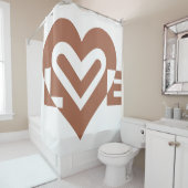 Cute Love Graphic Chocolate Brown Douchegordijn (In situ)