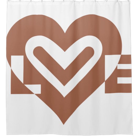Cute Love Graphic Chocolate Brown Douchegordijn (Voorkant)