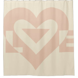 Cute Love Graphic, Cream Beige Douchegordijn