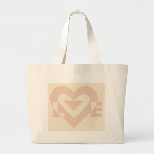 Cute Love Graphic, Cream Beige Grote Tote Bag (Voorkant)