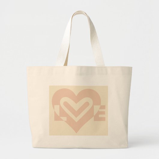 Cute Love Graphic in Beige Grote Tote Bag (Voorkant)