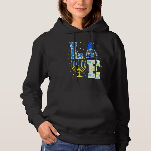Cute LOVE Hanukkah Decorations Dreidel Menorah Cha Hoodie (Voorkant)