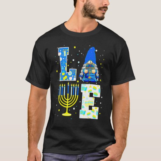 Cute LOVE Hanukkah Decorations Dreidel Menorah Cha T-shirt (Voorkant)