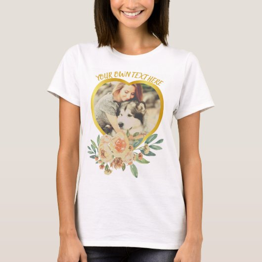 Cute love hart and bloemen t-shirt (Voorkant)