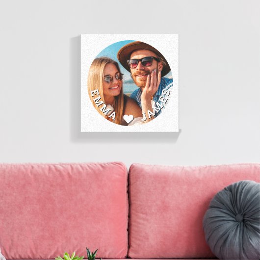 Cute Love Hart Foto Echtparen Gepersonaliseerde Na Canvas Afdruk (Insitu (Woonkamer))