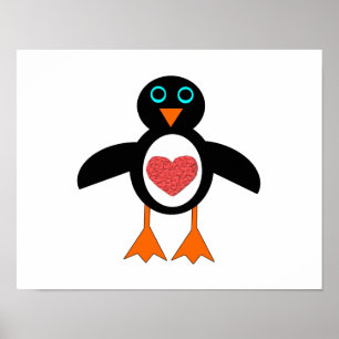 Cute Love Hart Pinguïn Poster