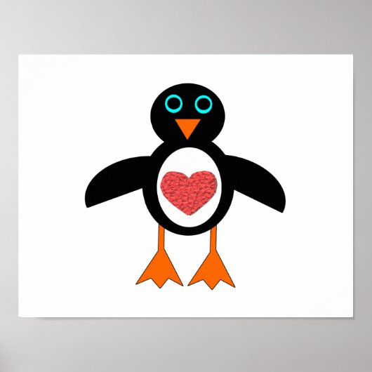 Cute Love Hart Pinguïn Poster (Voorkant)