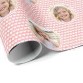 Cute Love Heart 2 Photo Pretty Apricot Pink Cadeaupapier (Rol Hoek)