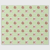 Cute Love Heart 2 Photo Pretty Green Pattern Cadeaupapier (Vlak)