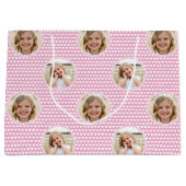 Cute Love Heart 2 Photo Pretty Pink Pattern Groot Cadeauzakje (Voorkant)