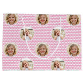 Cute Love Heart 2 Photo Pretty Pink Pattern Groot Cadeauzakje (Achterkant)