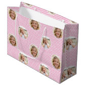 Cute Love Heart 2 Photo Pretty Pink Pattern Groot Cadeauzakje (Voorkant Gekanteld)
