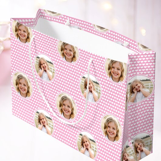 Cute Love Heart 2 Photo Pretty Pink Pattern Groot Cadeauzakje