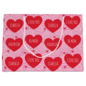 Cute Love Heart Aangepaste Tekst Moderne Valentijn Groot Cadeauzakje (Voorkant)