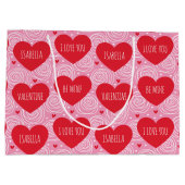 Cute Love Heart Aangepaste Tekst Moderne Valentijn Groot Cadeauzakje (Achterkant)