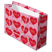 Cute Love Heart Aangepaste Tekst Moderne Valentijn Groot Cadeauzakje (Voorkant Gekanteld)