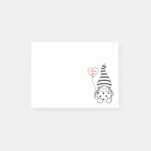 Cute Love Heart Balloon Girl Garden Gnome Post-it® Notes
