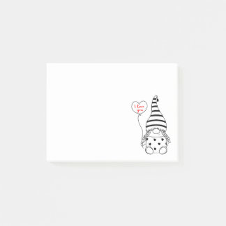 Cute Love Heart Balloon Girl Garden Gnome Post-it® Notes