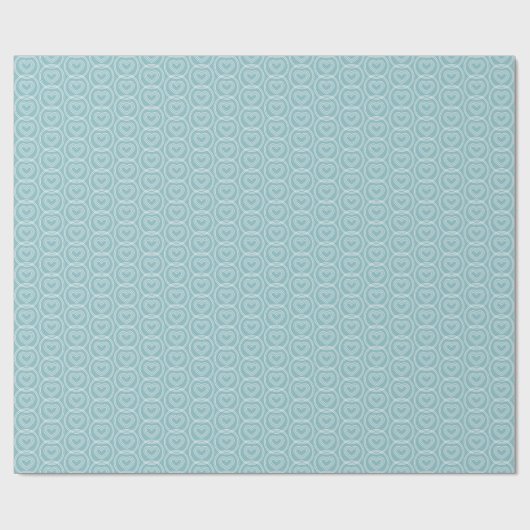 Cute Love Heart Circles Teal Blue Modern Pattern Cadeaupapier (Vlak)